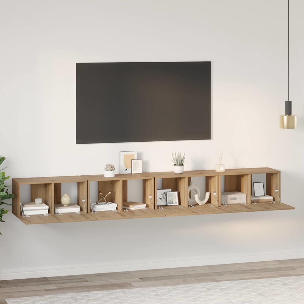 TV-bänkset 4 pcs Artisan Ek 60 x 30 x 30 cm Konstruerat trä