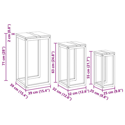 Nestingbord 3 pcs Brun Massivt teakträ