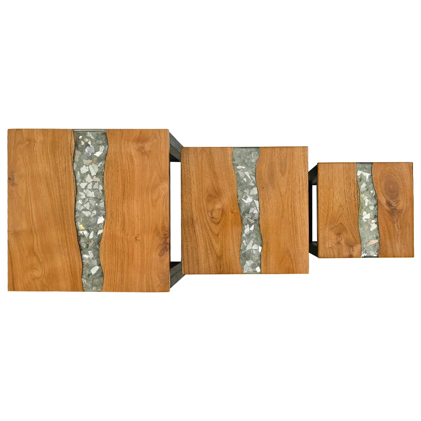 Nestingbord 3 pcs Brun Massivt teakträ