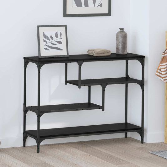 Konsolbord med hylla Svart Ek 100 x 30 x 75 cm Konstruerat trä