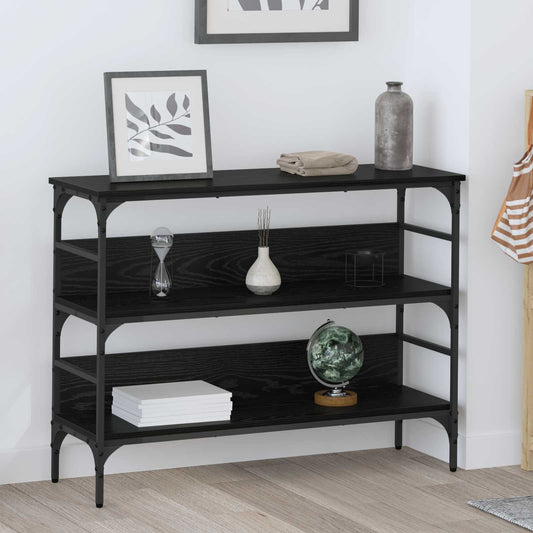 Konsolbord med hylla Svart ek 100 x 32 x 75 cm Konstruerat trä