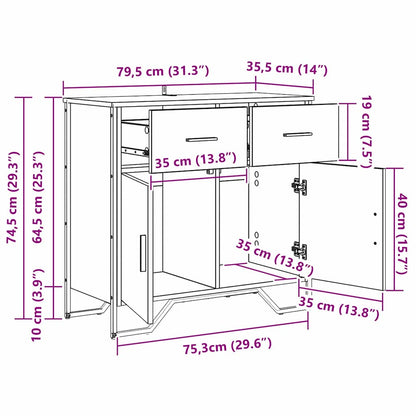 Skänk Åldrat Trä 79.5 x 35.5 x 74.5 cm