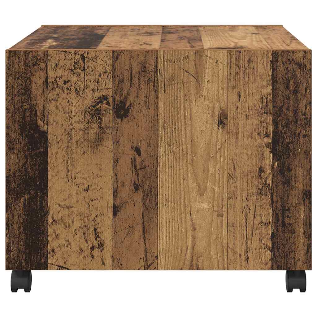 Soffbord Åldrat Trä med låda 55 x 55 x 45cm