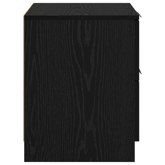 Nattduksbord 2 pcs Svart Ek 45 x 39 x 50cm Konstruerat trä