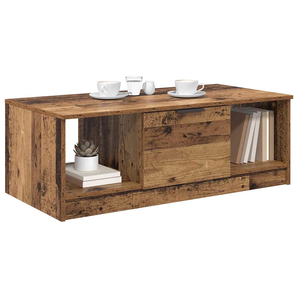 Soffbord Åldrat Trä med låda 102 x 50 x 36cm