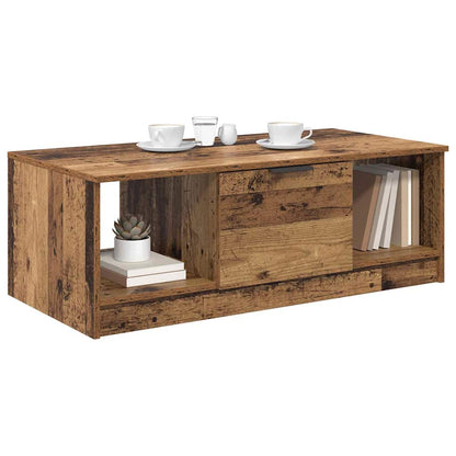 Soffbord Åldrat Trä med låda 102 x 50 x 36cm