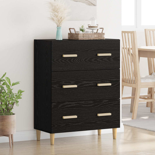 Sideboard Svart Ek 69,5 x 34 x 90 cm Konstruerat trä