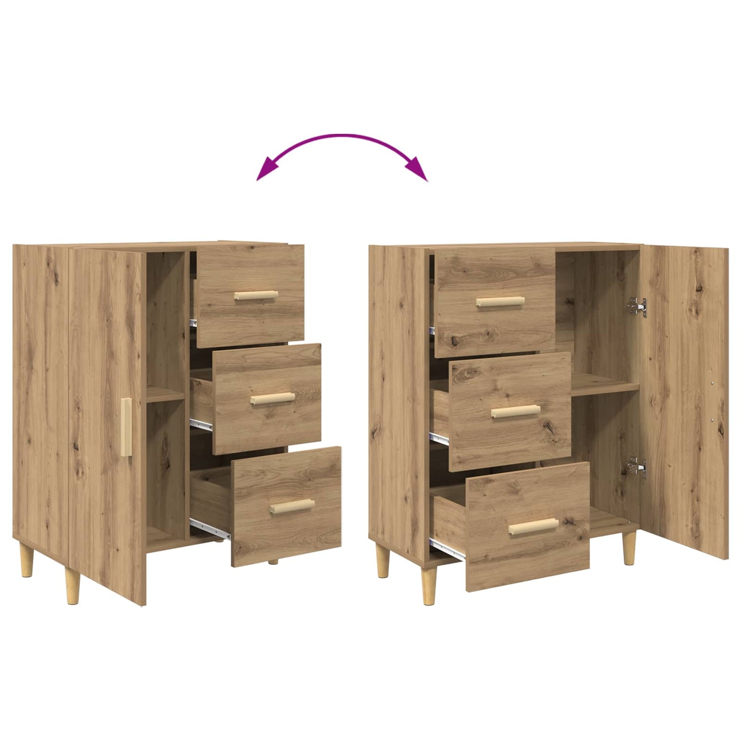 Sideboard med låda Artisan Ek 34 x 69.5 x 90 cm Konstruerat trä