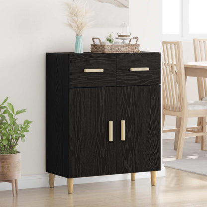 Sideboard med låda Svart ek 34 x 69.5 x 89 cm Konstruerat trä