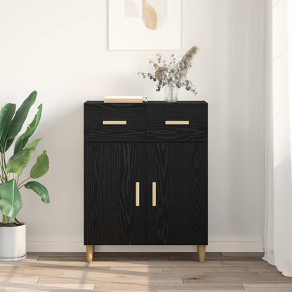 Sideboard med låda Svart ek 34 x 69.5 x 89 cm Konstruerat trä