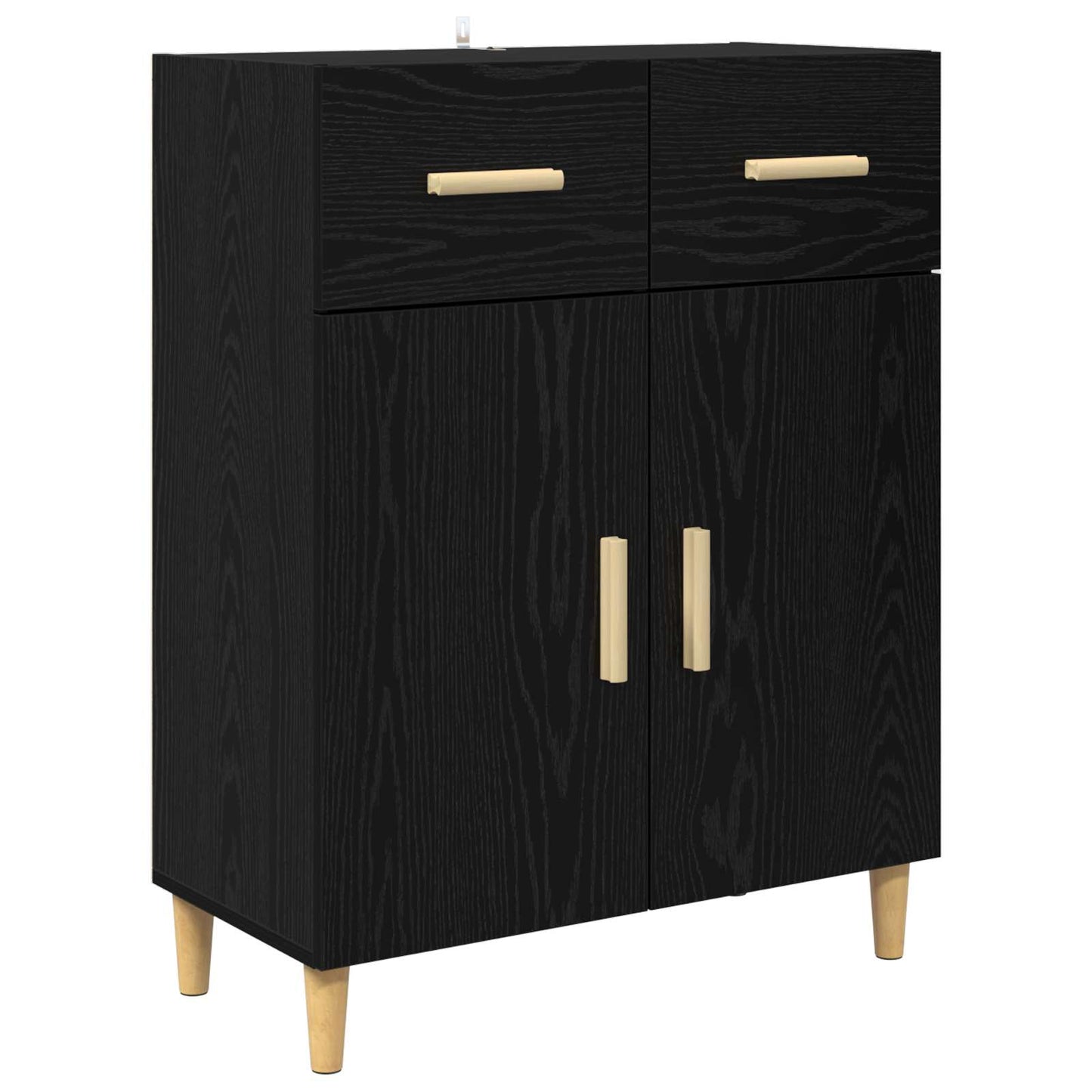 Sideboard med låda Svart ek 34 x 69.5 x 89 cm Konstruerat trä