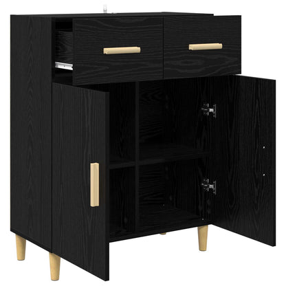 Sideboard med låda Svart ek 34 x 69.5 x 89 cm Konstruerat trä