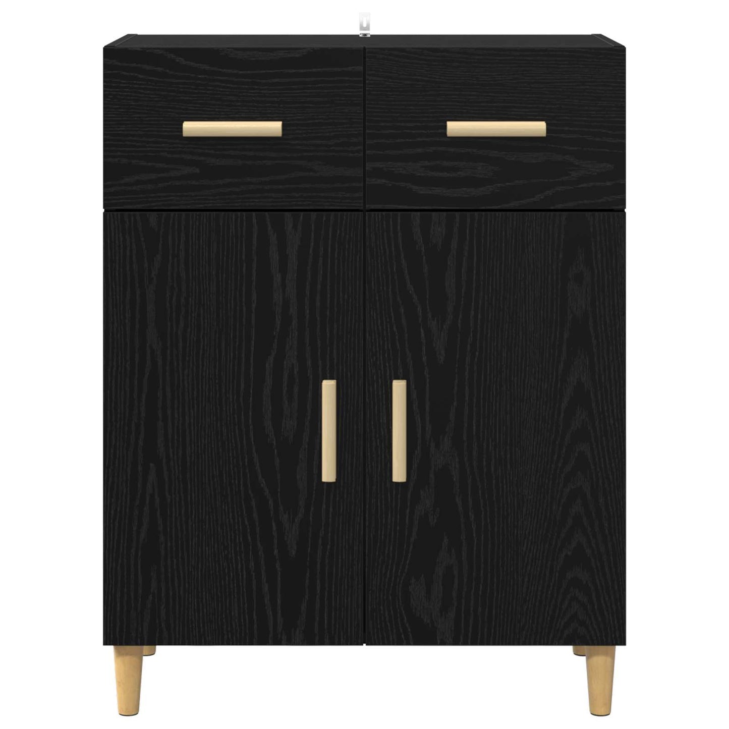 Sideboard med låda Svart ek 34 x 69.5 x 89 cm Konstruerat trä