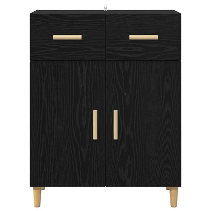Sideboard med låda Svart ek 34 x 69.5 x 89 cm Konstruerat trä