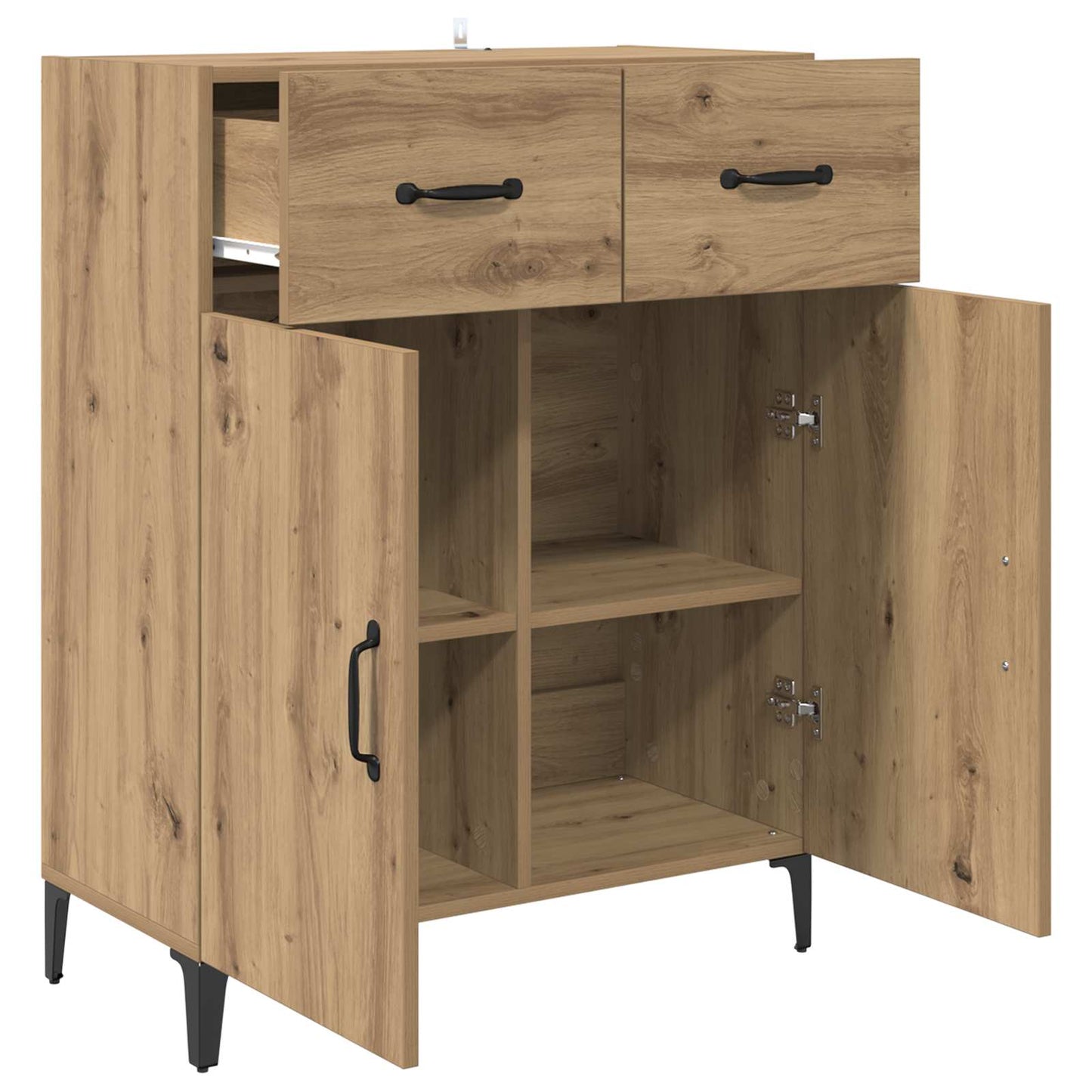 Sideboard med låda Artisan Ek 69,5 x 34 x 90 cm Konstruerat trä