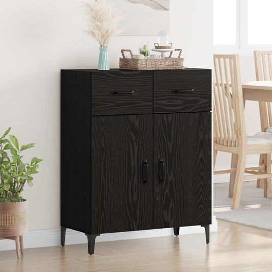 Sideboard med låda Svart Ek 69,5 x 34 x 90 cm Konstruerat trä