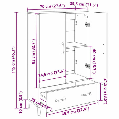 Skåp Svart Ek 70 x 31 x 115 cm och järn
