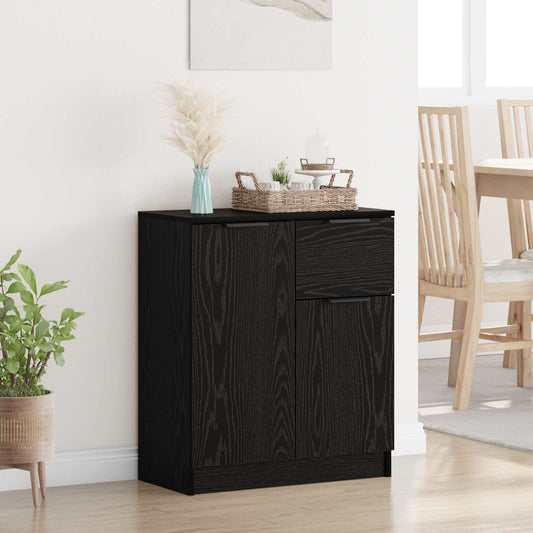Sideboard med låda Svart Ek 60 x 30 x 70 cm Konstruerat trä