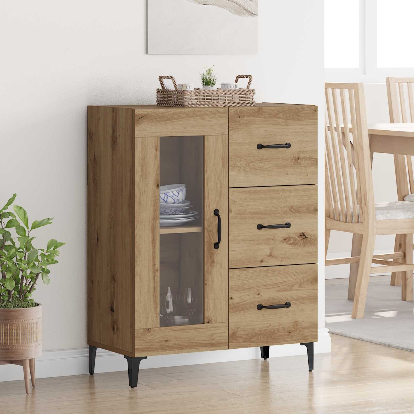Sideboard Artisan Ek 69,5 x 34 x 90 cm Konstruerat trä och järn