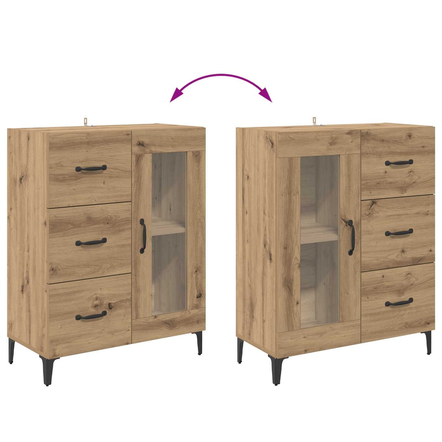 Sideboard Artisan Ek 69,5 x 34 x 90 cm Konstruerat trä och järn