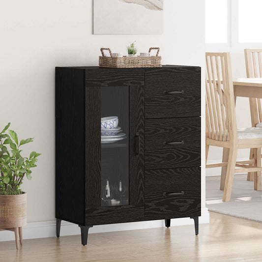 Sideboard Svart Ek 69,5 x 34 x 90 cm Konstruerat trä och järn