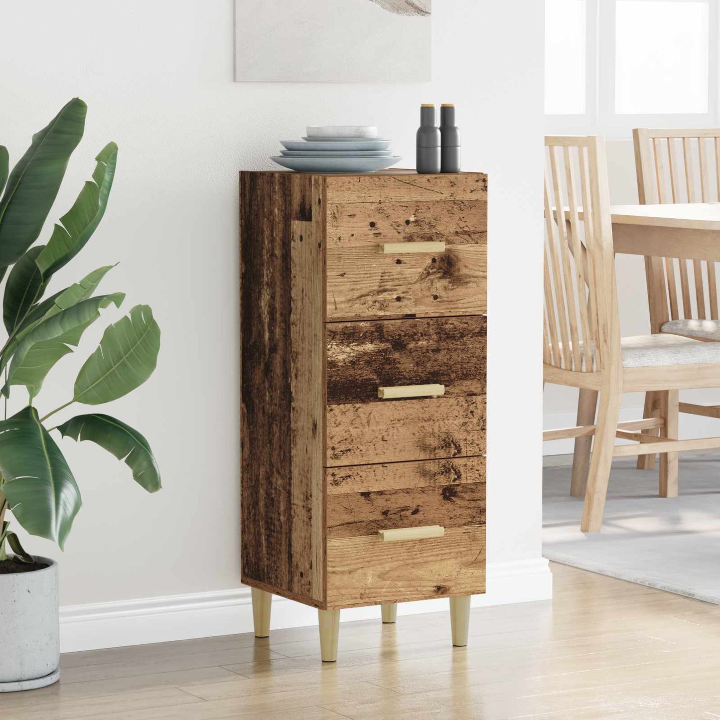 Sideboard Gammalt trä 34.5 x 34 x 90 cm Konstruerat trä