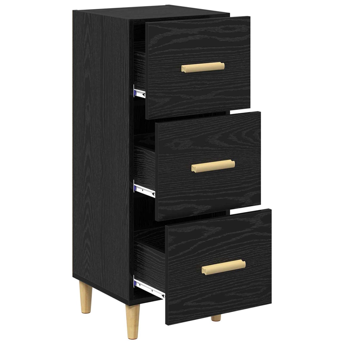 Sideboard med låda Svart ek 34.5 x 34 x 90 cm Konstruerat trä