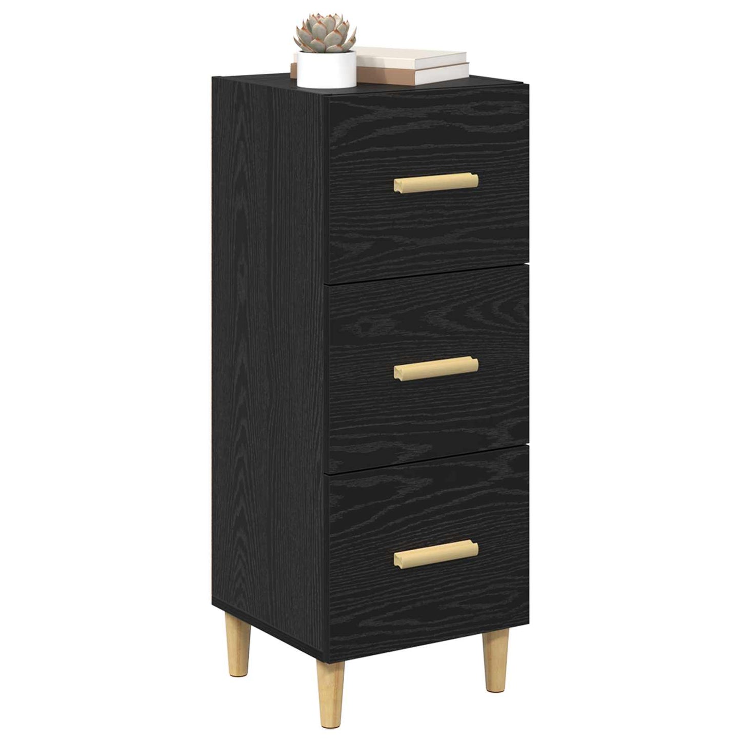 Sideboard med låda Svart ek 34.5 x 34 x 90 cm Konstruerat trä