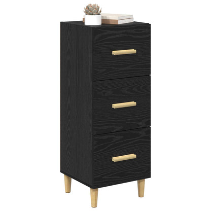 Sideboard med låda Svart ek 34.5 x 34 x 90 cm Konstruerat trä