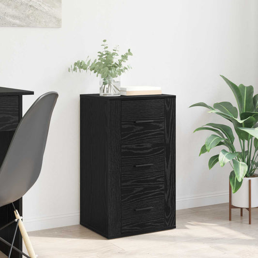 Sideboard med låda Svart Ek 40 x 33 x 70 cm Konstruerat trä