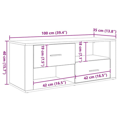 TV-Möbel Svart Ek TV-skåp med låda 100 x 35 x 40 cm