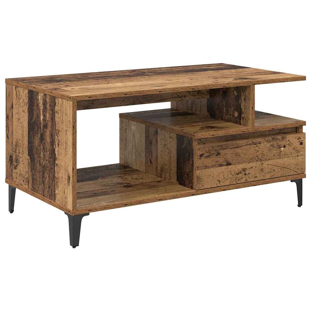 Soffbord Åldrat Trä med låda 90 x 49 x 45 cm