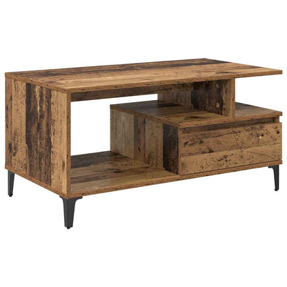 Soffbord Åldrat Trä med låda 90 x 49 x 45 cm