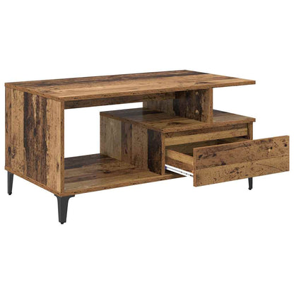 Soffbord Åldrat Trä med låda 90 x 49 x 45 cm
