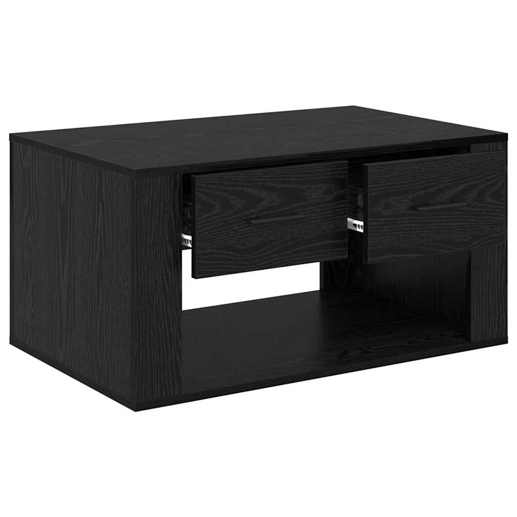 Soffbord Svart Ek med låda 80 x 50 x 40 cm