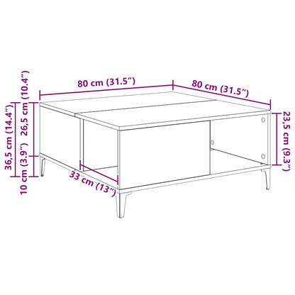 Soffbord Åldrat Trä 80 x 80 x 36,5 cm