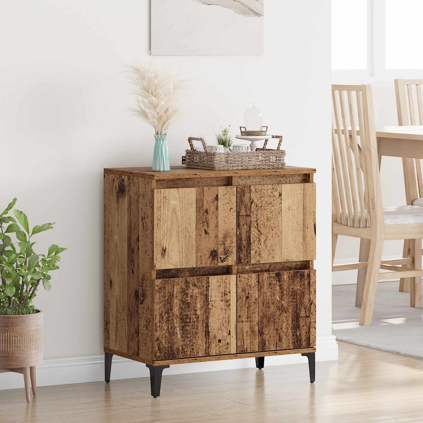 Sideboard Gammalt trä 60 x 35 x 70 cm Konstruerat trä och järn