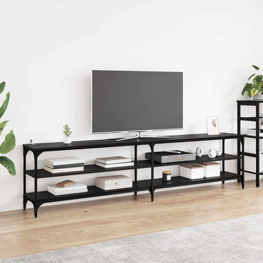 TV-skåp Svart Ek 200 x 30 x 50 cm Konstruerat trä och järn