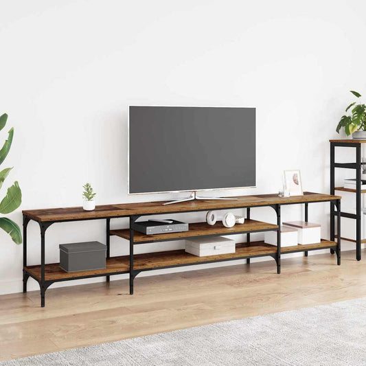 TV-Möbel Åldrat Trä TV-skåp 201 x 35 x 45 cm och järn