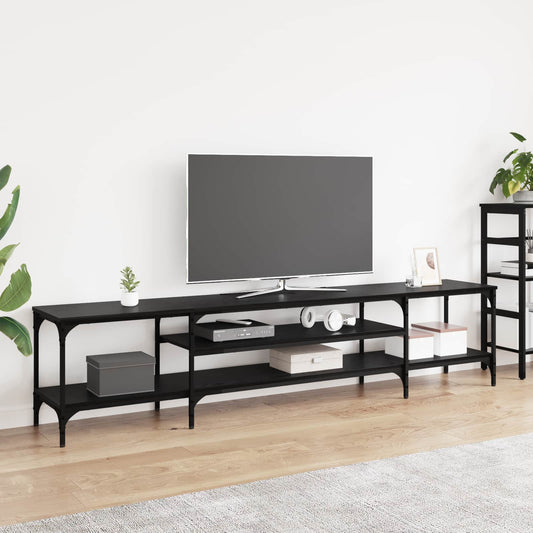 TV-skåp Svart Ek 201 x 35 x 45 cm Konstruerat trä och järn