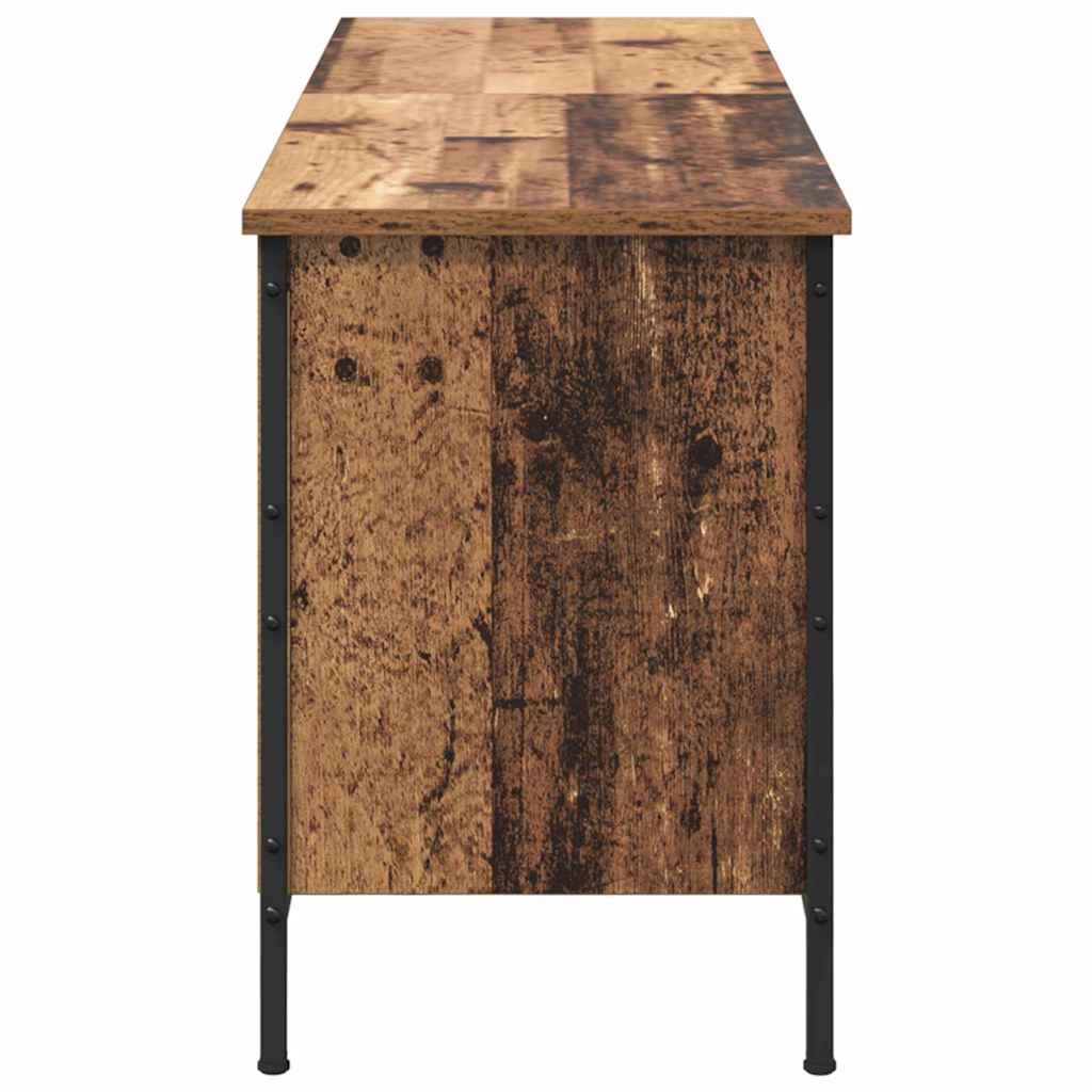 Skoställ Åldrat Trä Skoskåp 131 x 35 x 50 cm och järn