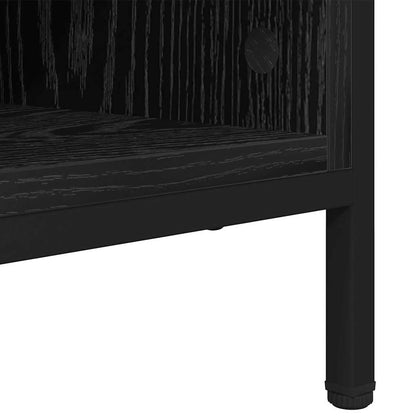 Skoställ Svart Ek Skoskåp 131 x 35 x 50 cm och järn