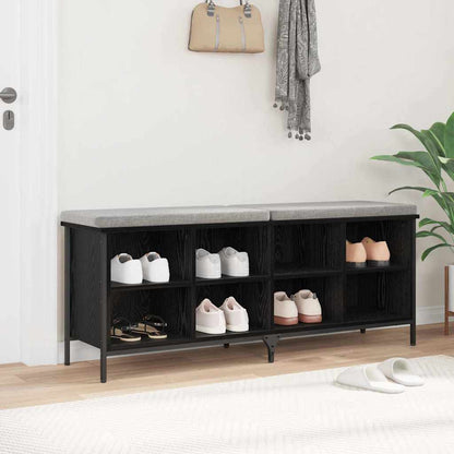 Skoställ Svart Ek Skoskåp 131 x 35 x 50 cm och järn