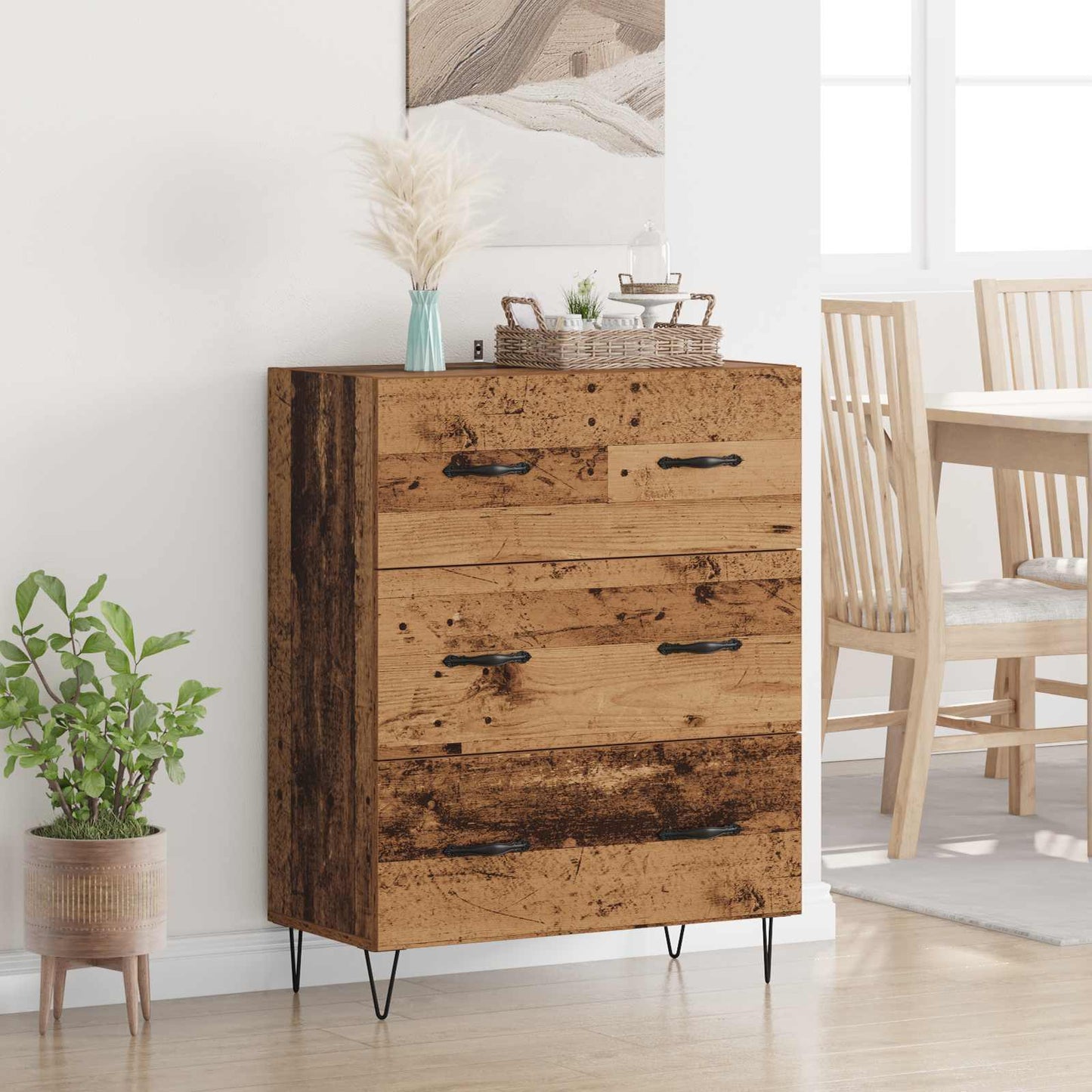 Sideboard med låda Gammalt trä 69,5 x 34 x 90 cm
