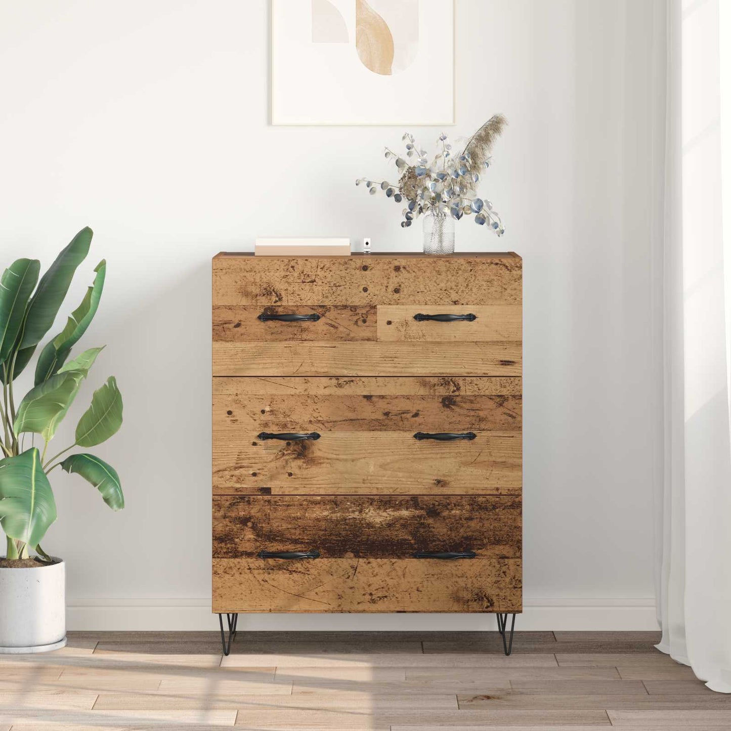 Sideboard med låda Gammalt trä 69,5 x 34 x 90 cm