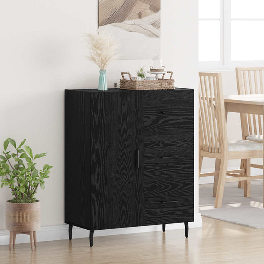Sideboard Svart Ek 69,5 x 34 x 90 cm Konstruerat trä och järn