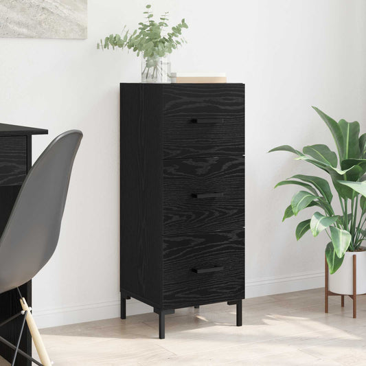 Sideboard med låda Svart Ek 34,5 x 34 x 90 cm Konstruerat trä