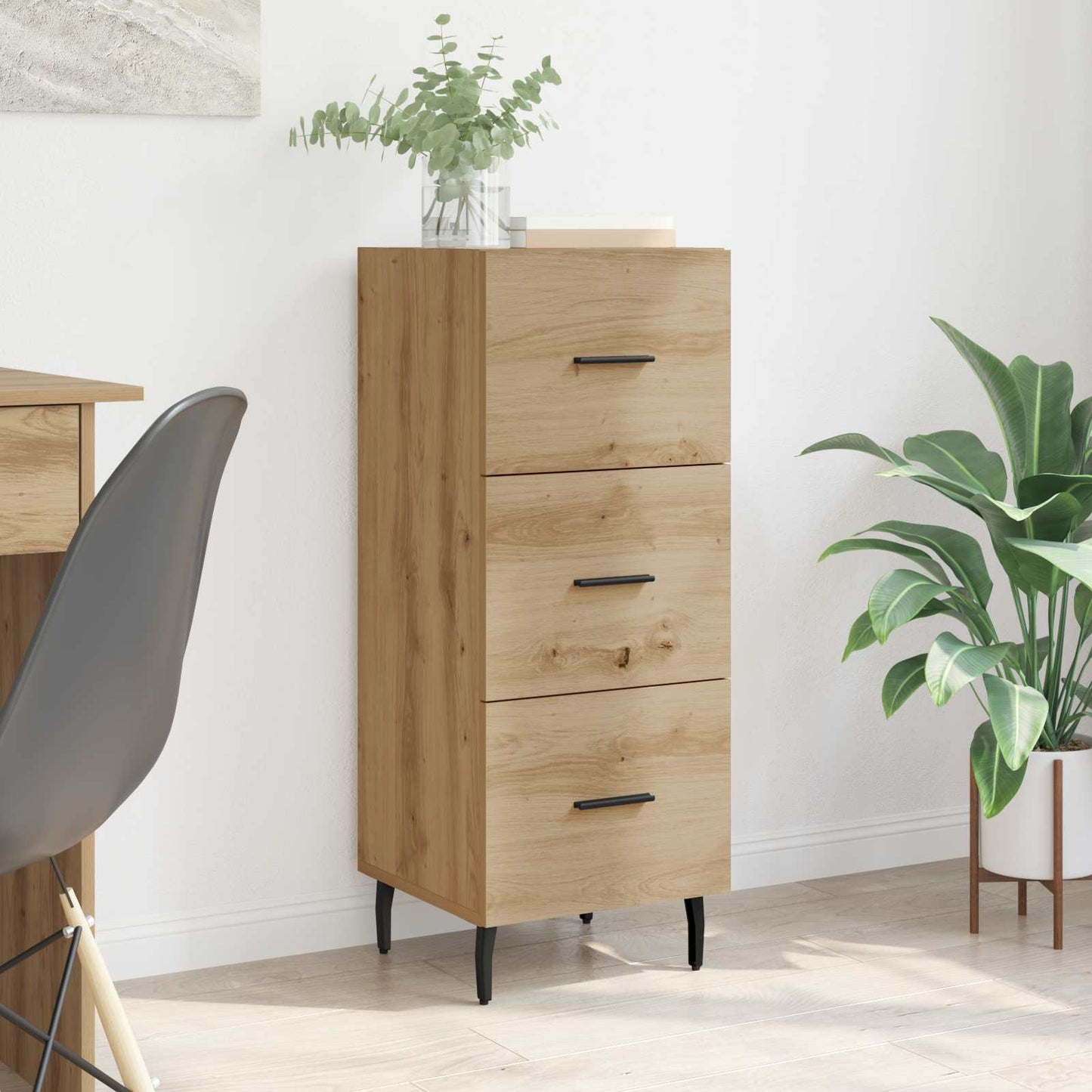 Sideboard med låda artisan ek 34 x 34,5 x 90 cm Konstruerat trä
