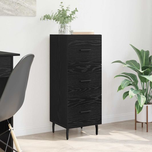 Sideboard med låda Svart ek 34 x 34,5 x 90 cm Konstruerat trä