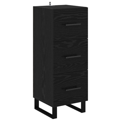 Sideboard Svart Ek 34,5 x 34 x 90 cm Konstruerat trä och järn
